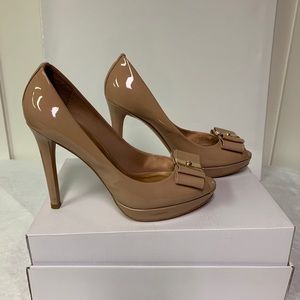 Authentic Nude patent peak a boo heels.